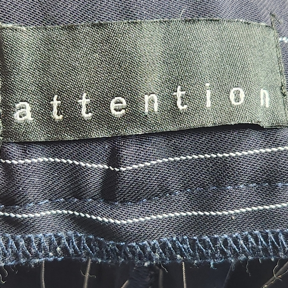 attention Navy & White Pin Striped Draw String Waist Pants Plus Size XXLarge - Picture 6 of 8